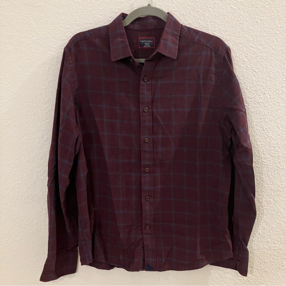 UNTUCKit Men's Burgundy Checkered Shirt